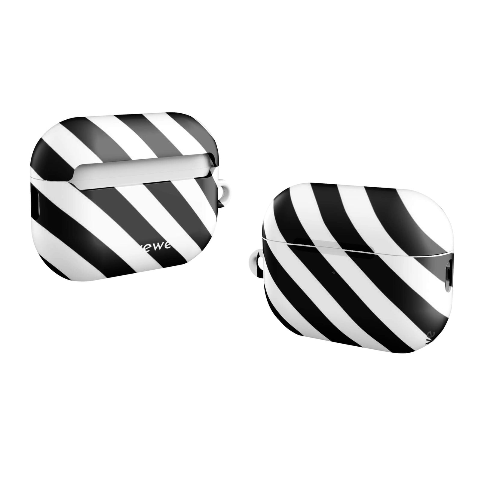 Custom airpods case pro gen2 with a bold black and white diagonal striped pattern design.