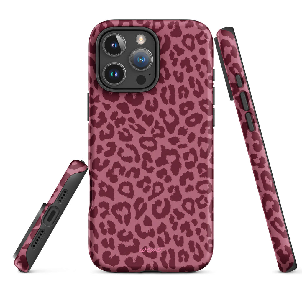 Burgundy Leopard Print iPhone Case