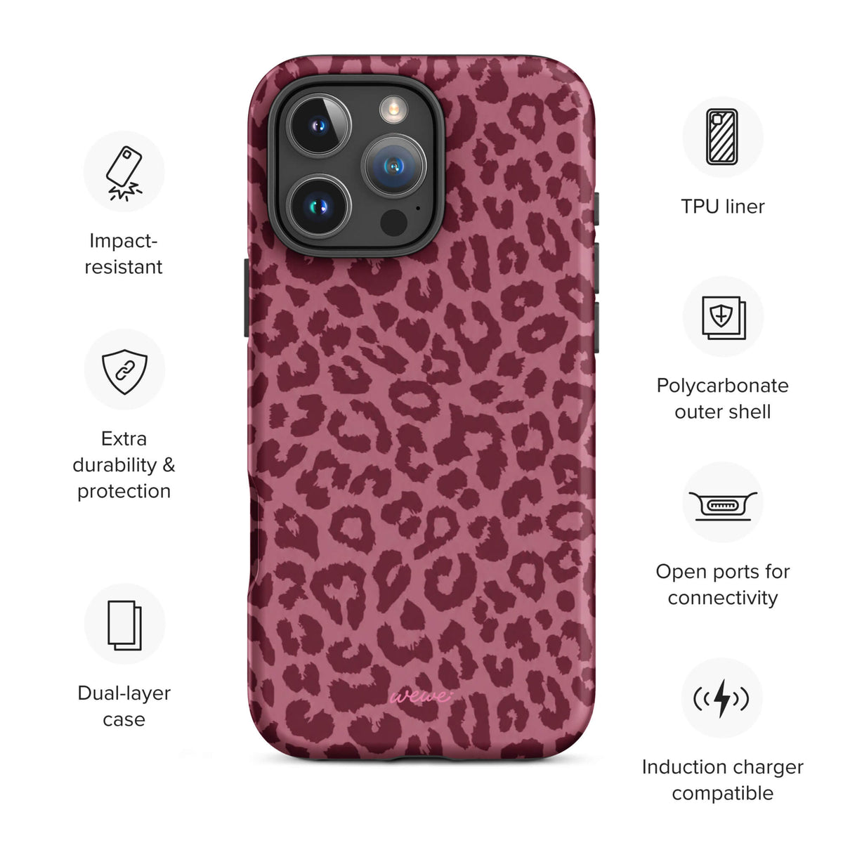 Burgundy Leopard Print iPhone Case