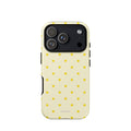Butter Yellow Mini Star Phone Case featuring a repeating sunny yellow star pattern on a soft cream background