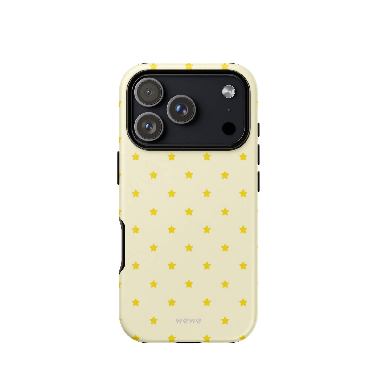 Butter Yellow Mini Star Phone Case featuring a repeating sunny yellow star pattern on a soft cream background