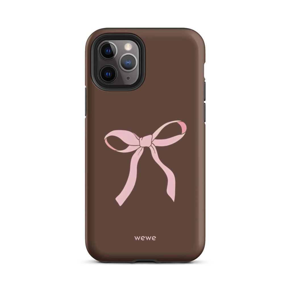 Custom mocha bow iphone case 11 pro pink bows and chocolate.