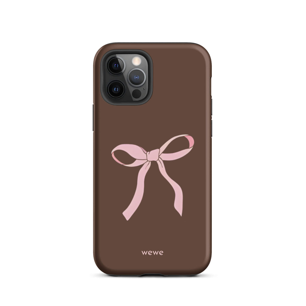 Custom mocha bow iphone case 12 pro pink bows and chocolate.