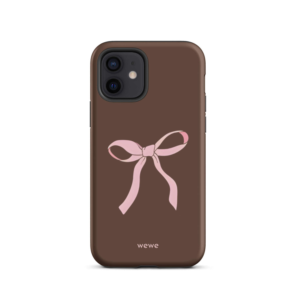 Custom mocha bow iphone case 12 pink bows and chocolate.