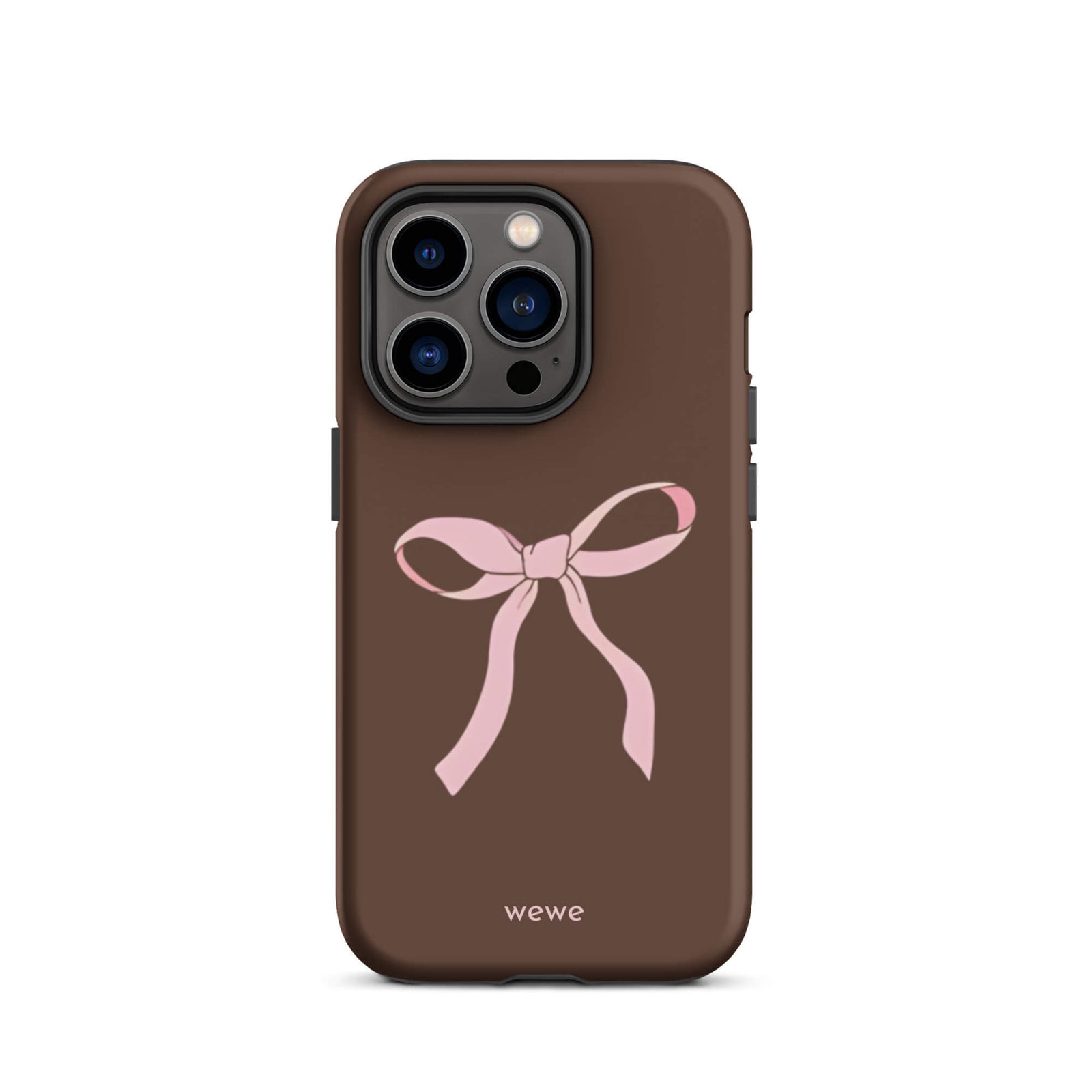 Custom mocha bow iphone case 14 pro pink bows and chocolate.