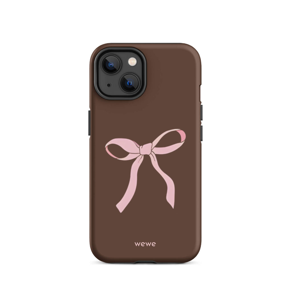 Custom mocha bow iphone case 14 pink bows and chocolate.