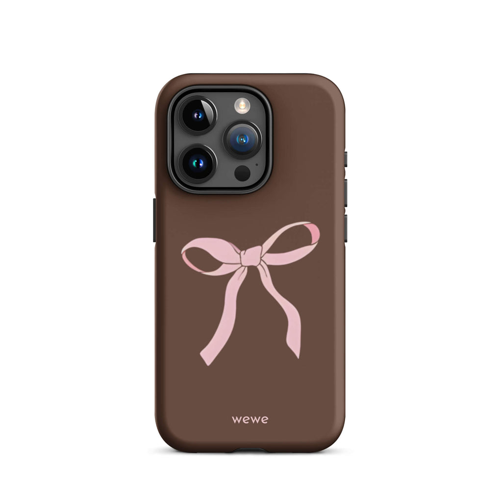 Custom mocha bow iphone case 15 pro pink bows and chocolate.