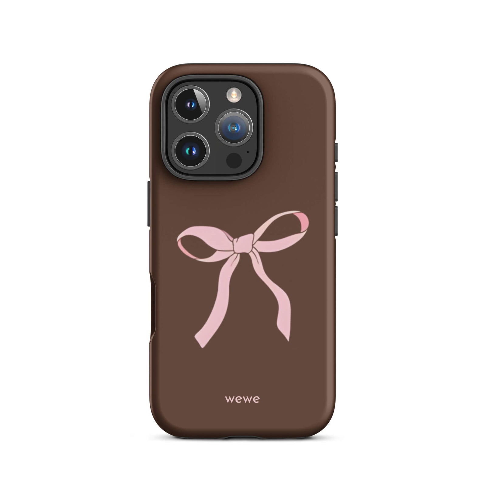 Custom mocha bow iphone case 16 pro pink bows and chocolate.