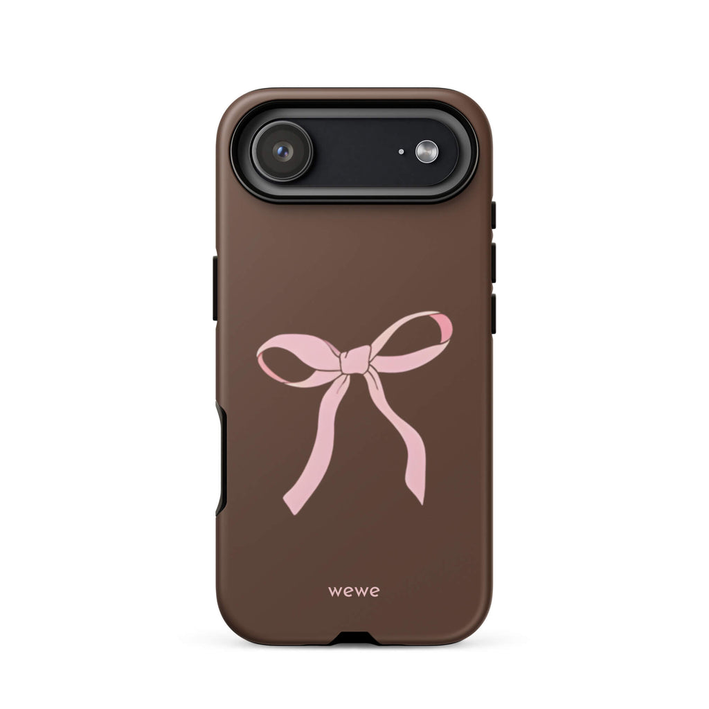Custom mocha bow iphone case 17 air cute design.