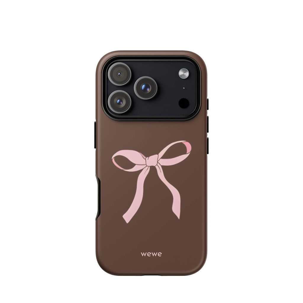 Custom mocha bow iphone case 17 pro cute design.