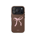 Custom mocha bow iphone case 17 pro cute design.