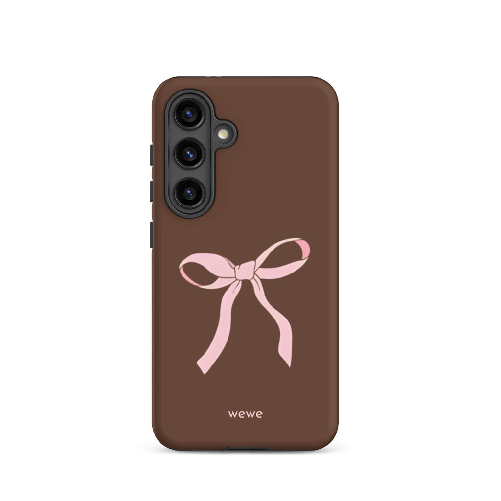 Custom mocha bow samsung galaxy s24 pink bows and chocolate.