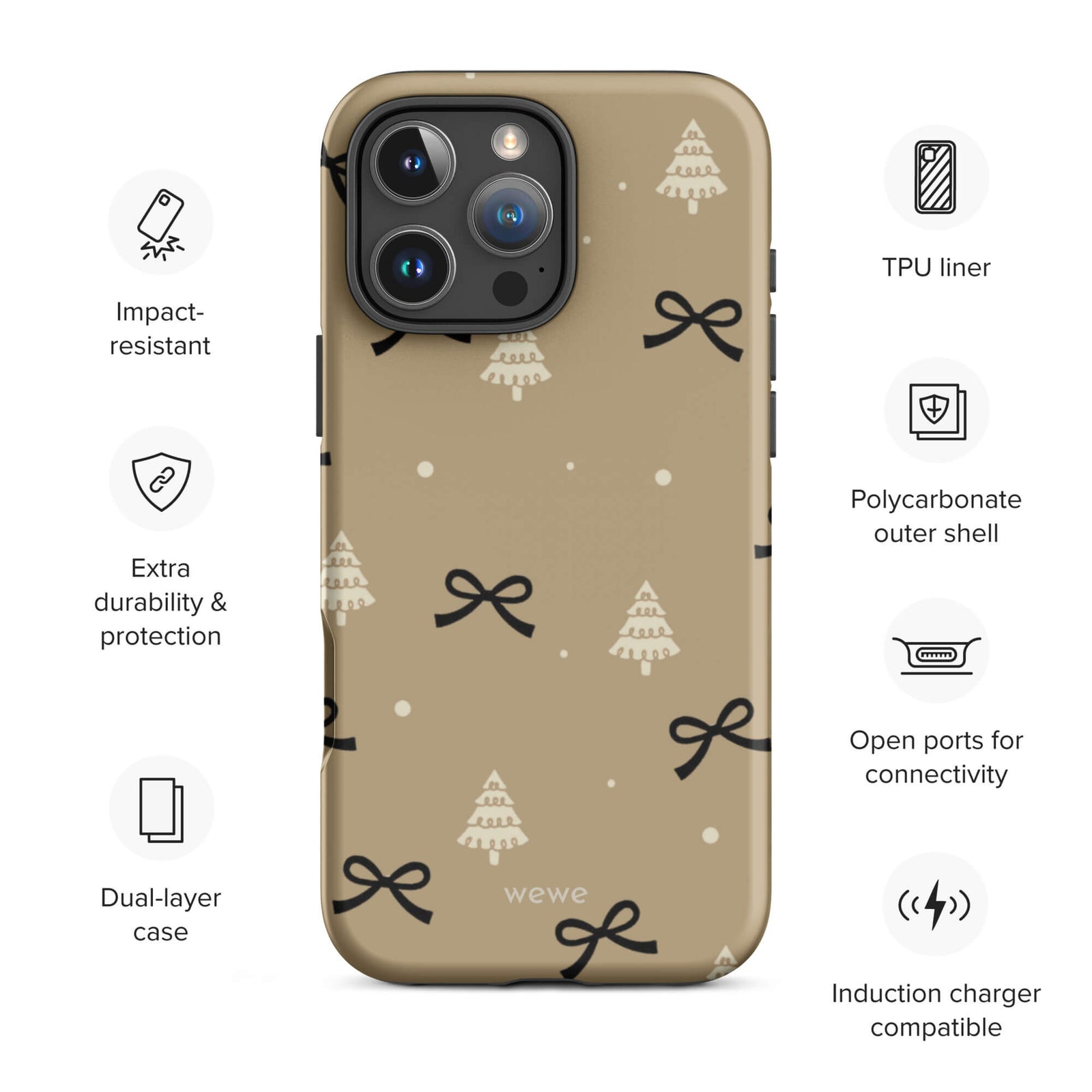 Custom cozy holiday iphone case 16 pro max wireless charging compatible.