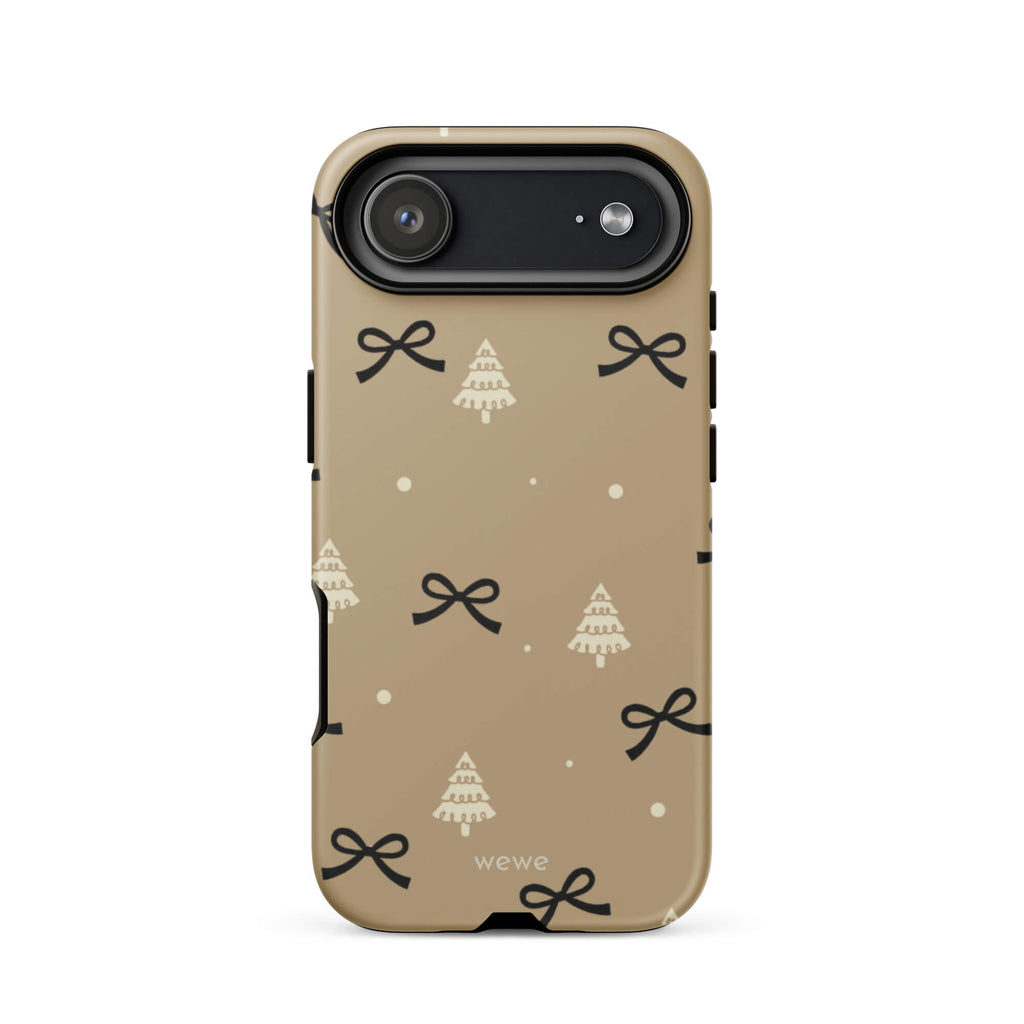 Custom cozy holiday iphone case 17 air soft cafe tones.