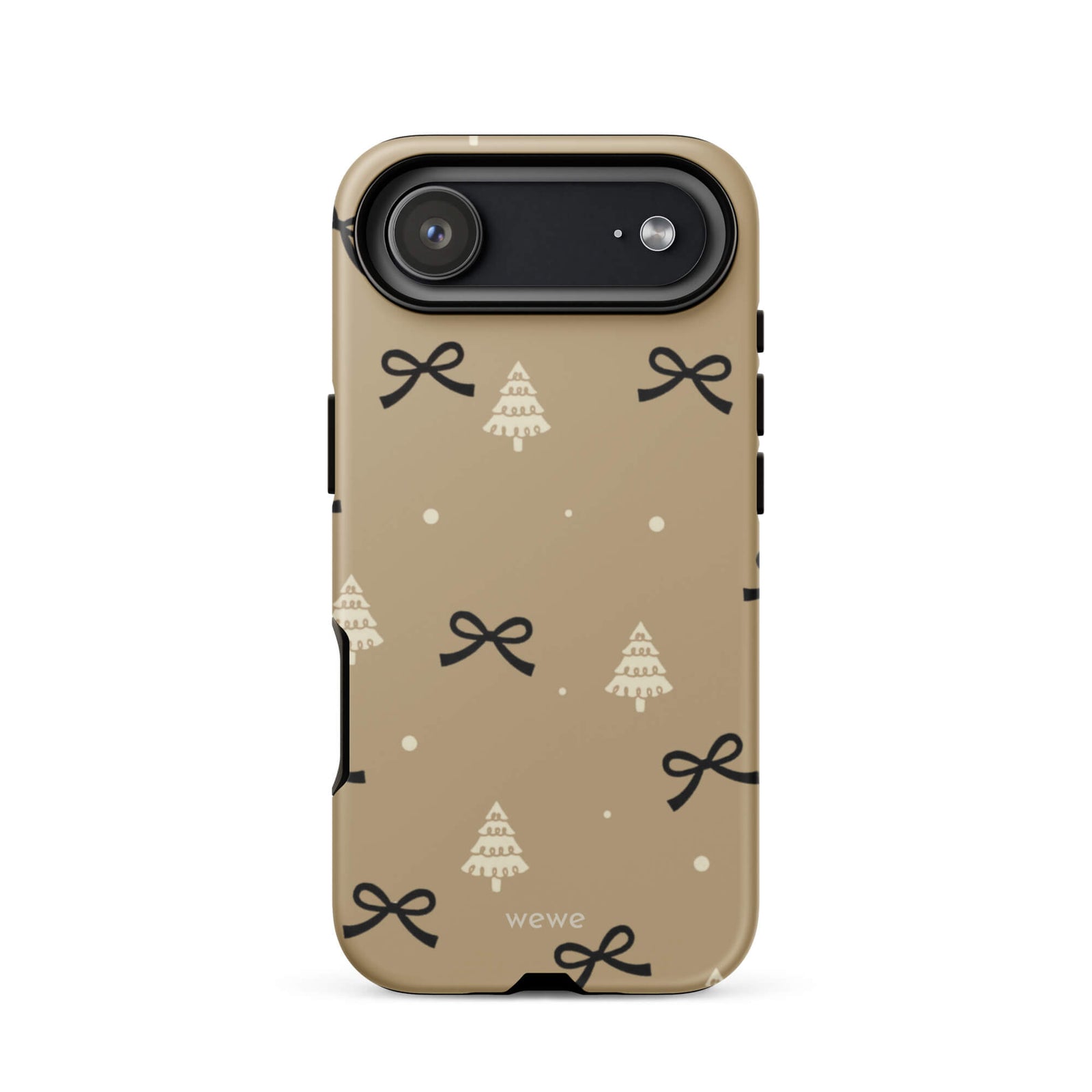 Custom cozy holiday iphone case 17 air soft cafe tones.