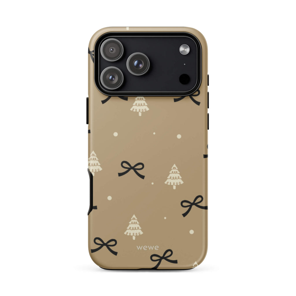 Custom cozy holiday iphone case 17 pro max soft cafe tones.