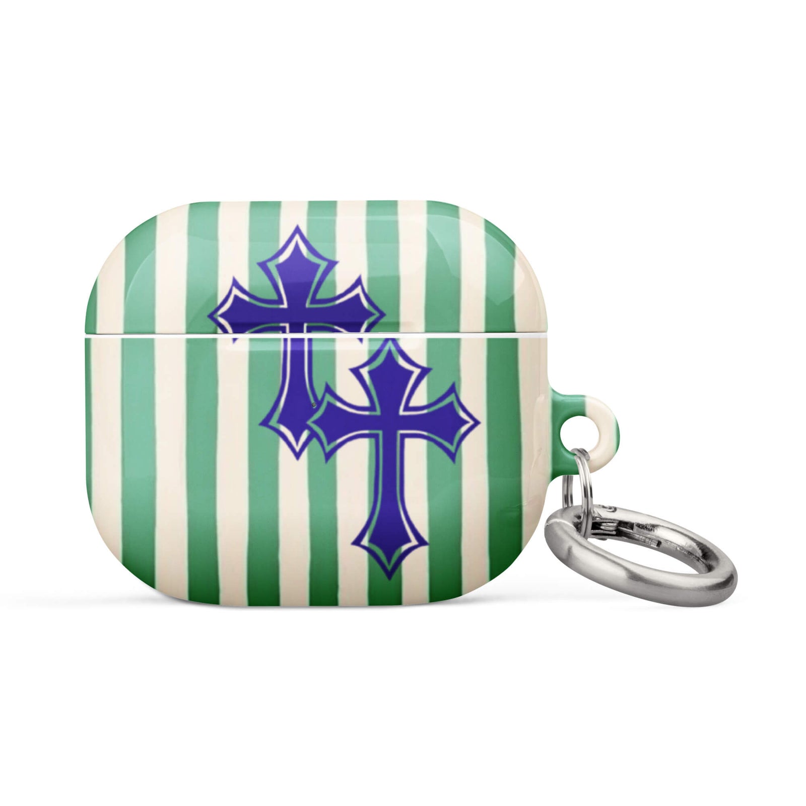 Custom green stripe airpods case 3rd generation punk aesthetic style.