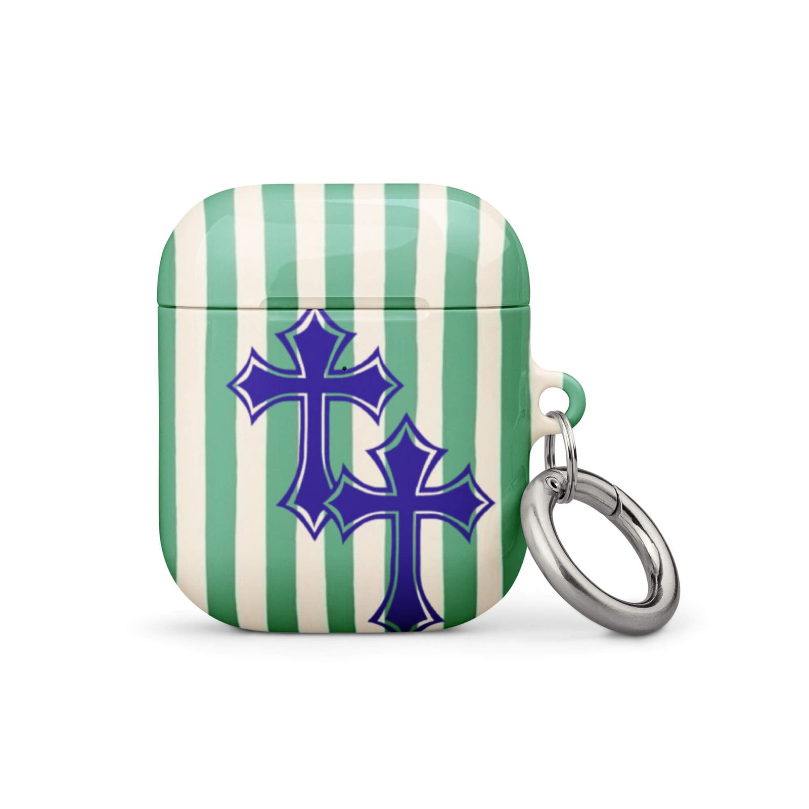 Custom green stripe airpods case gen1 punk aesthetic style.