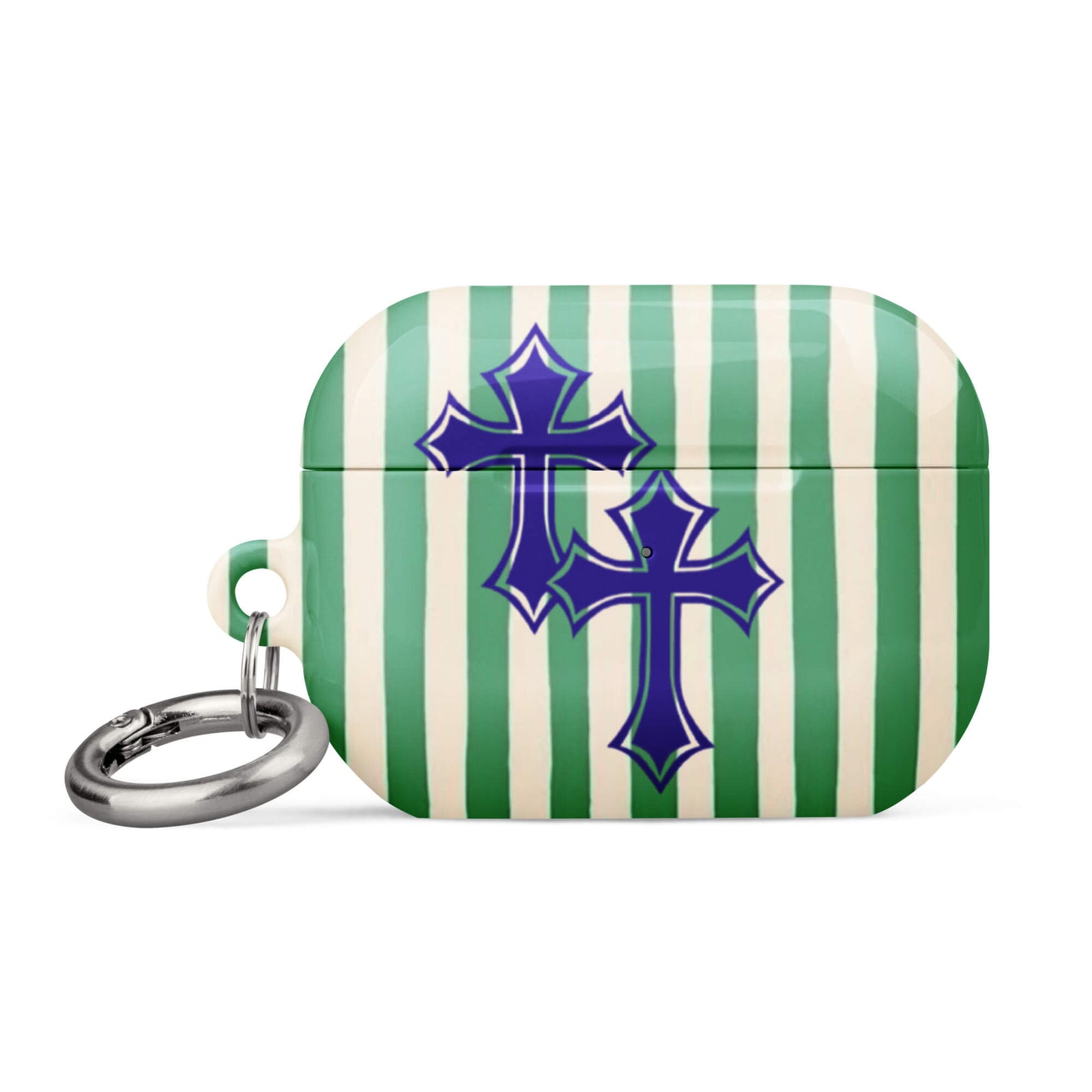 Custom green stripe airpods case pro gen2 punk aesthetic style.