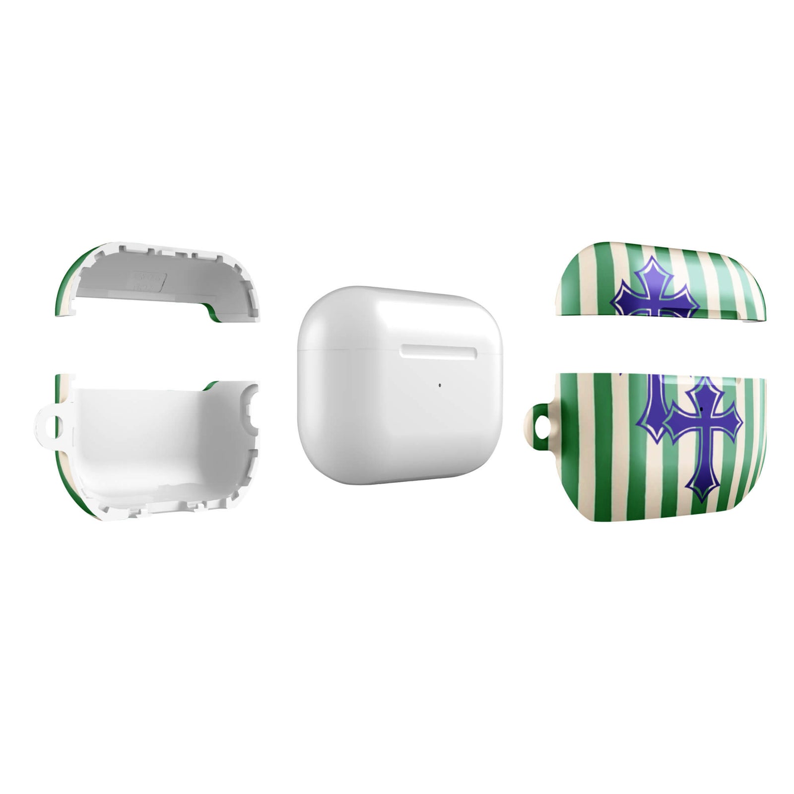 Custom green stripe airpods case pro gen2 slim protective.