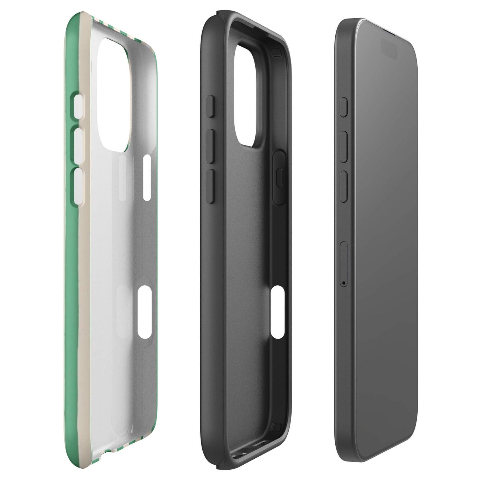 Custom green stripe iPhone case 16 pro max dual-layer shockproof protection.