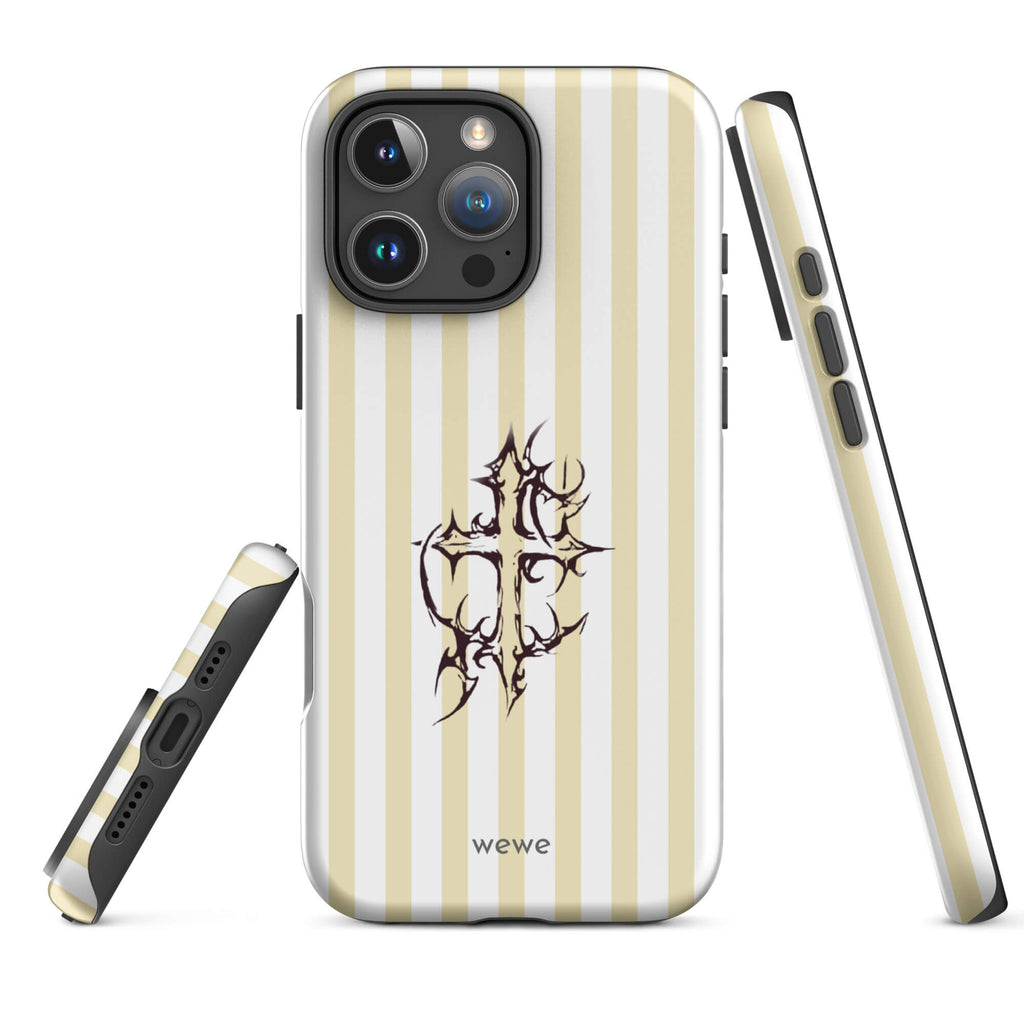 Custom ivory stripe iPhone case 16 pro max unique aesthetic design.
