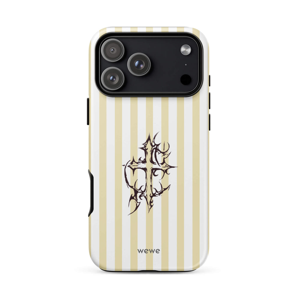 Custom ivory stripe iPhone case 17 pro max unique aesthetic design.