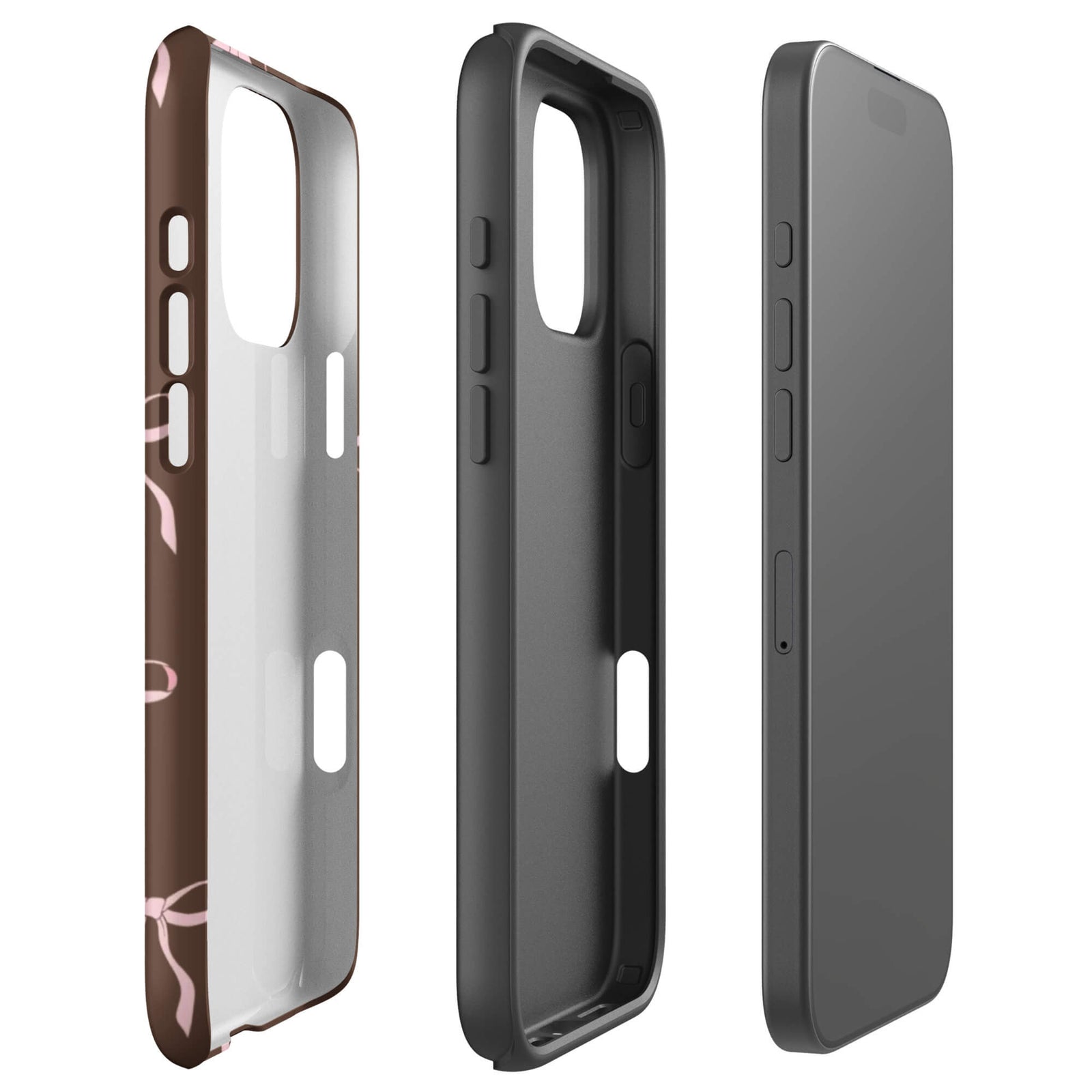 Custom caramel bows iphone case 16 pro max dual-layer shockproof protection.