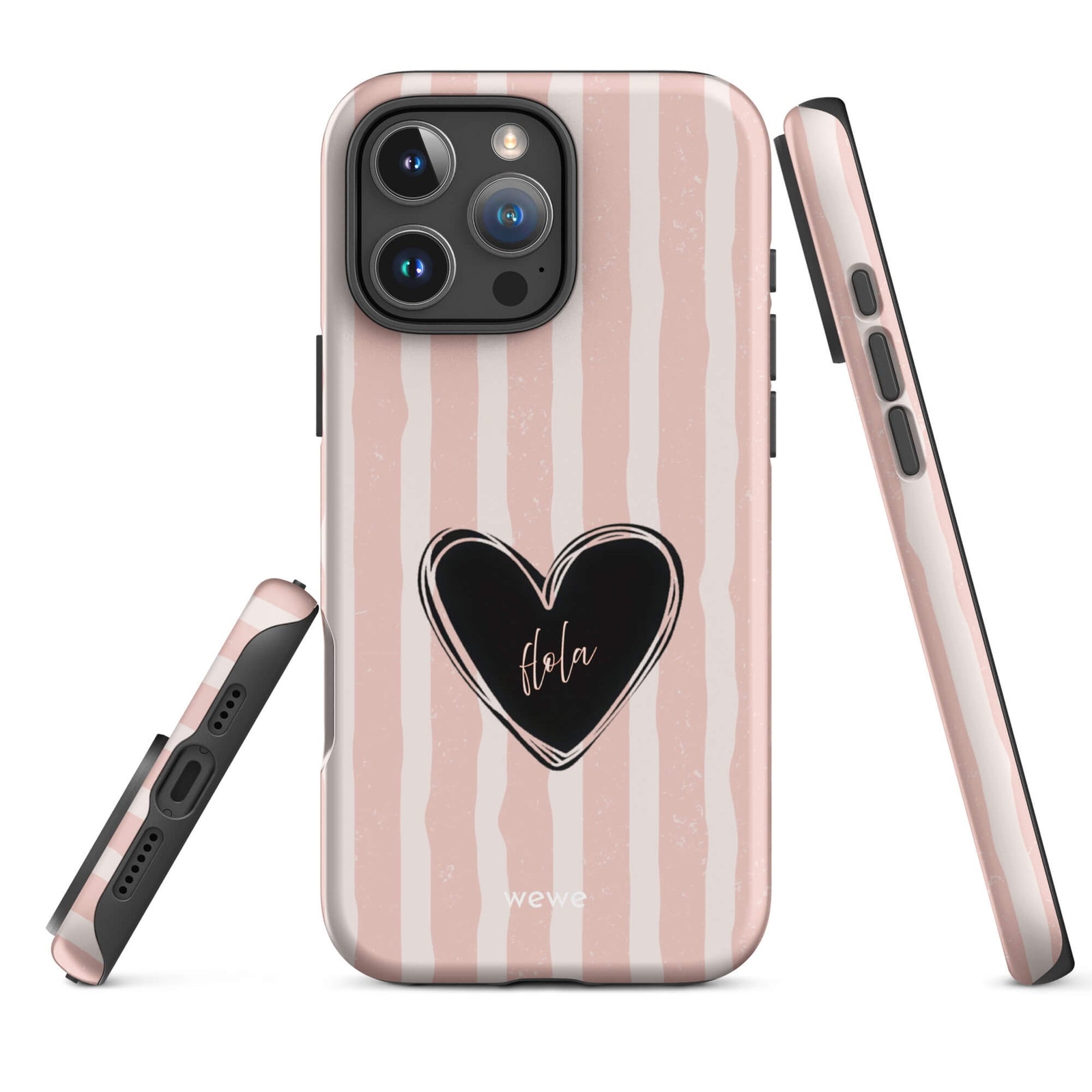 Custom matta hola heart iPhone case 16 pro max playful design.