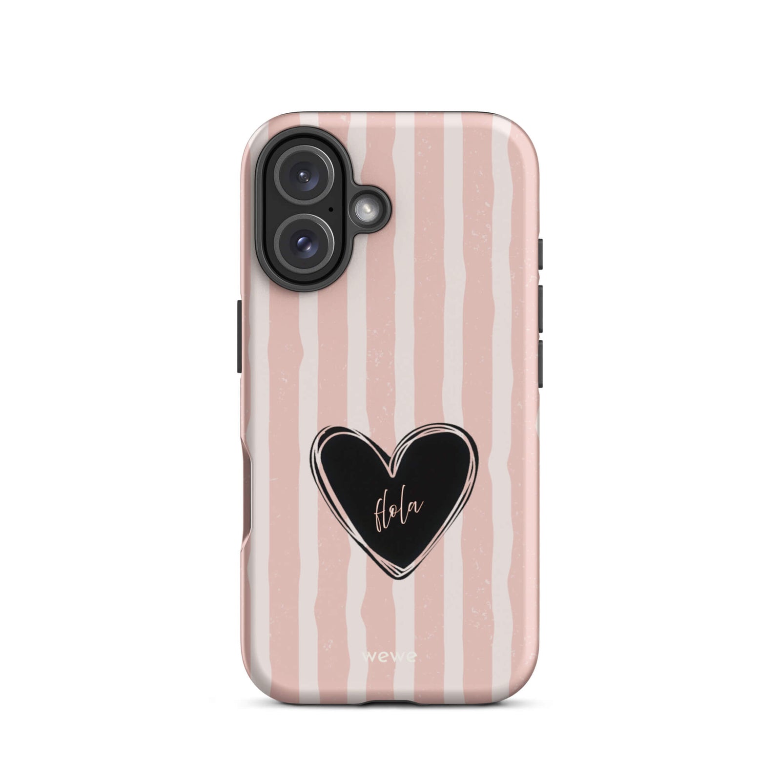 Custom matta hola heart iPhone case 16 playful design.