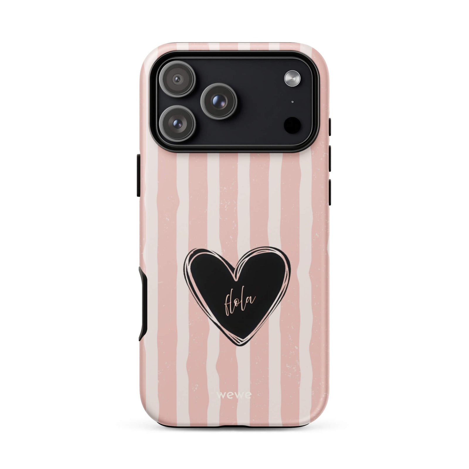 Custom matta hola heart iPhone case 17 pro max playful design.