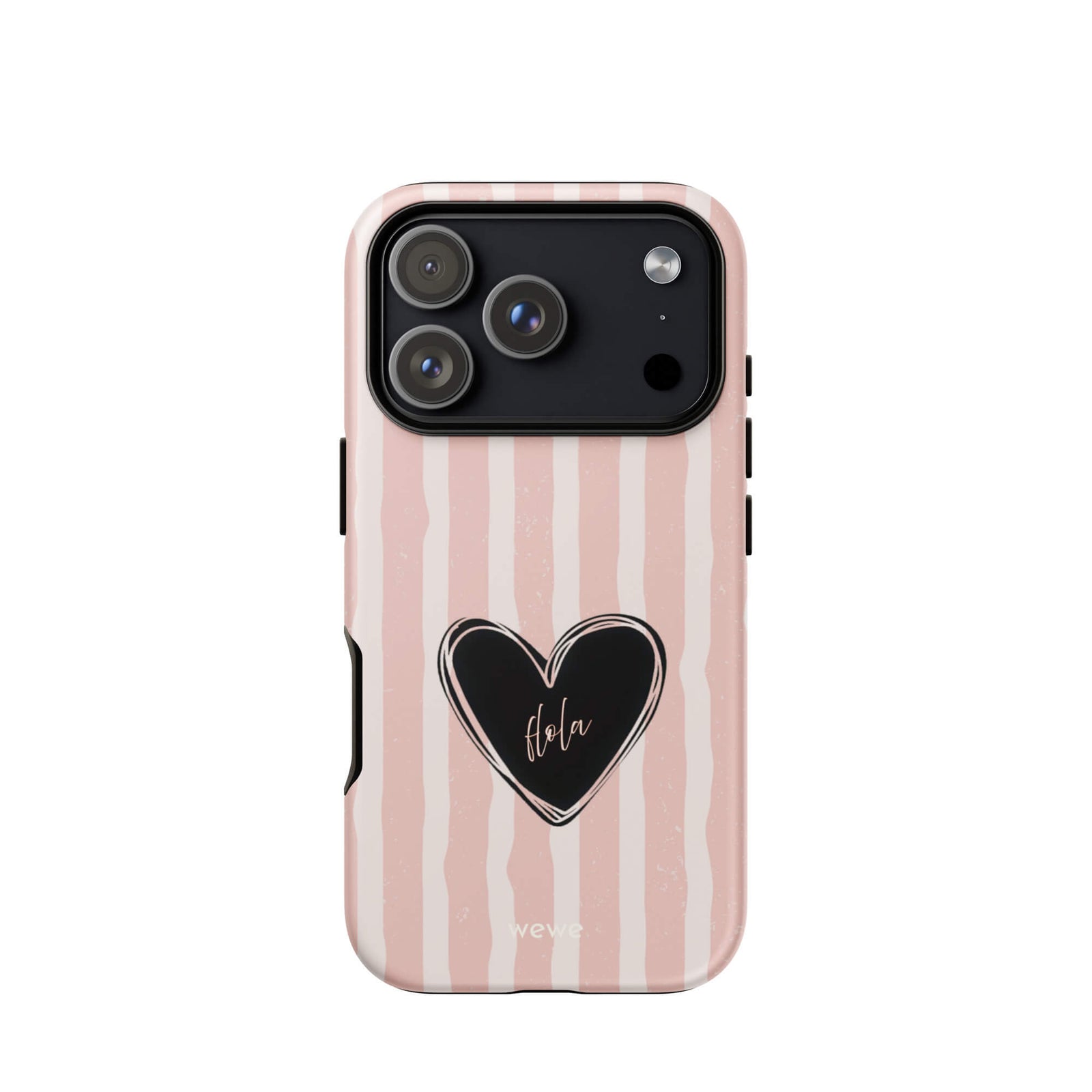 Custom matta hola heart iPhone case 17 pro playful design.