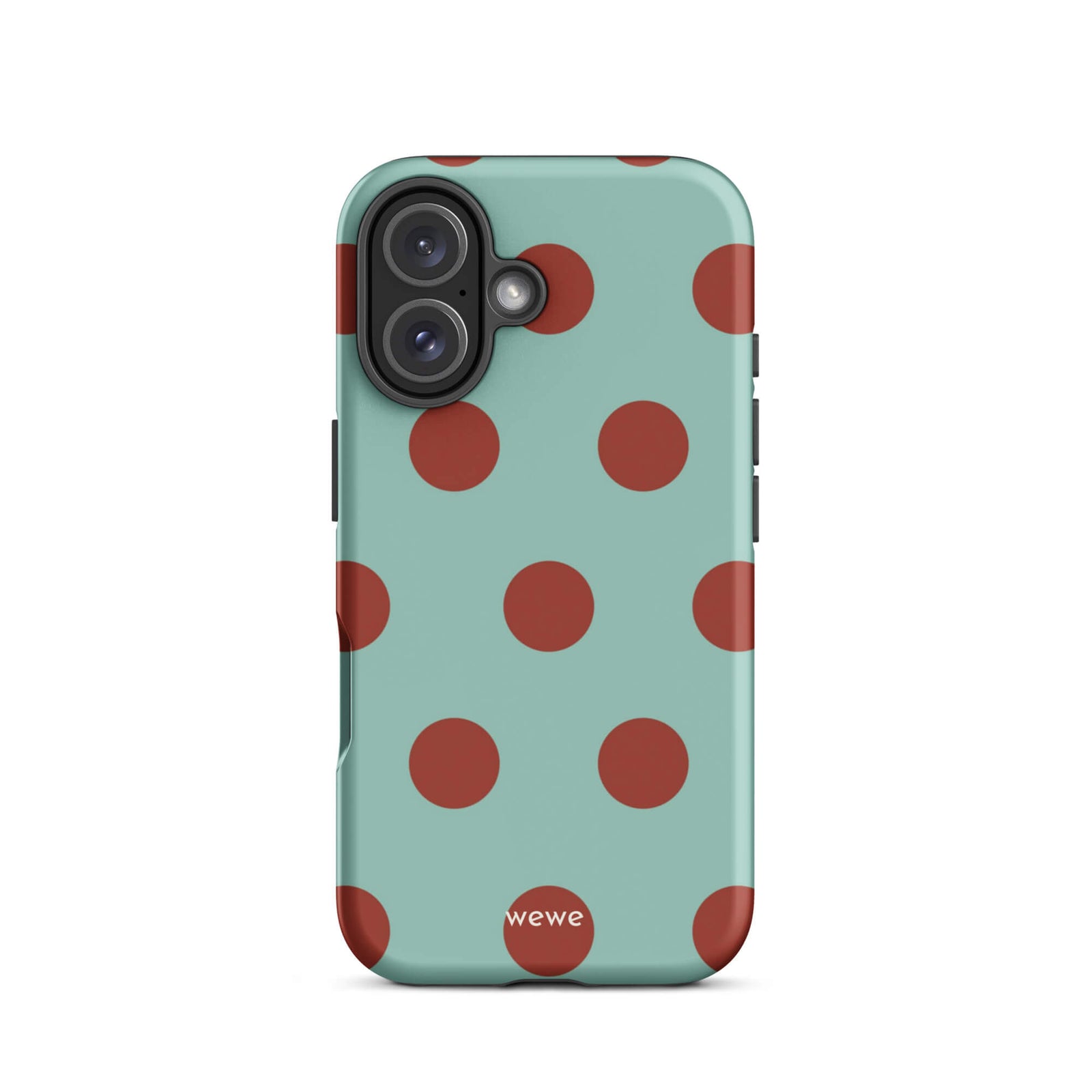 Custom mint green polka dot iphone case 16 retro playful design.