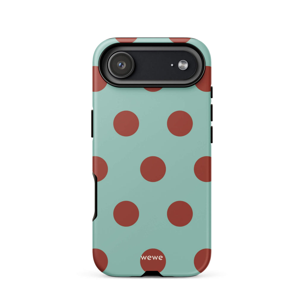 Custom mint green polka dot iphone case 17 air retro playful design.