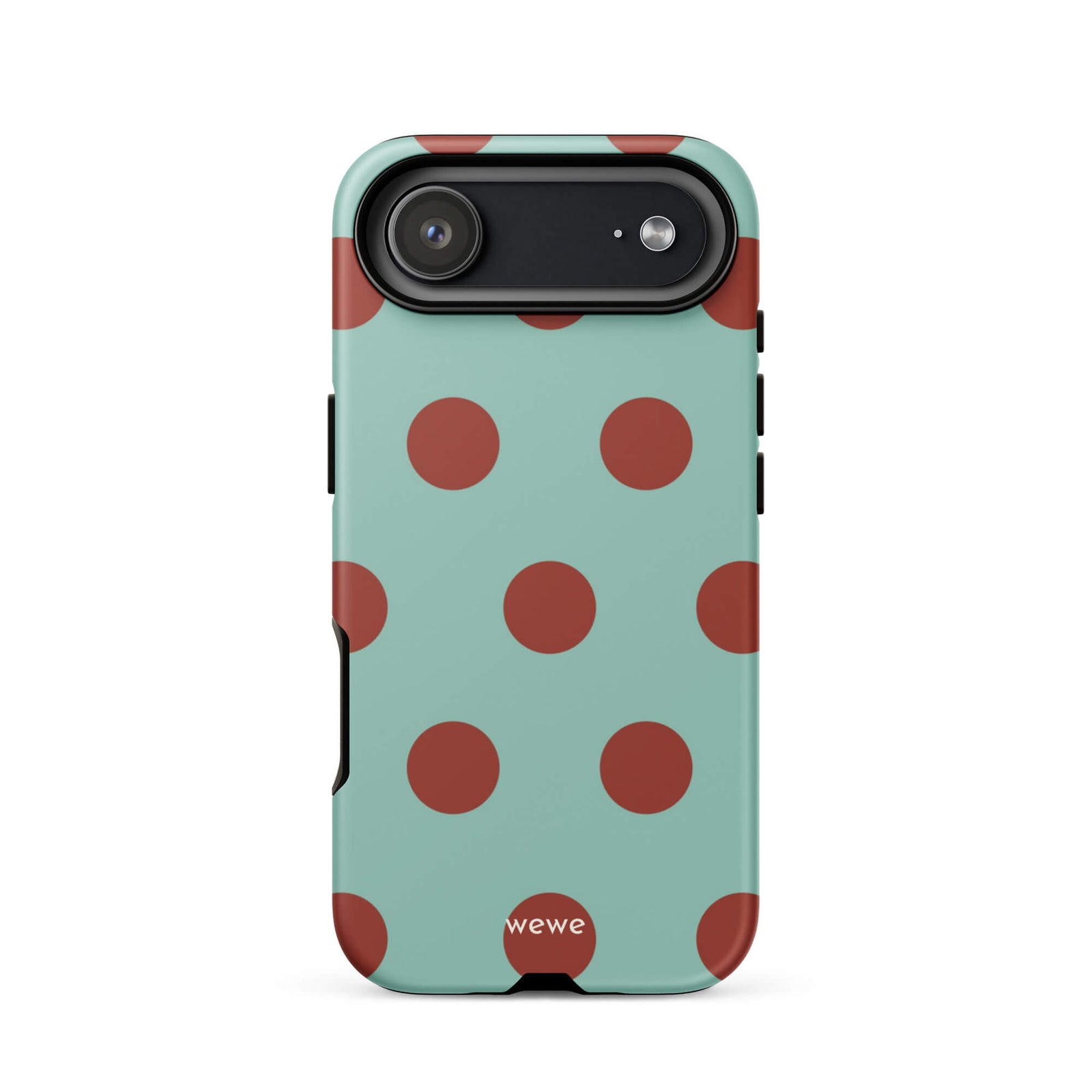 Custom mint green polka dot iphone case 17 air retro playful design.