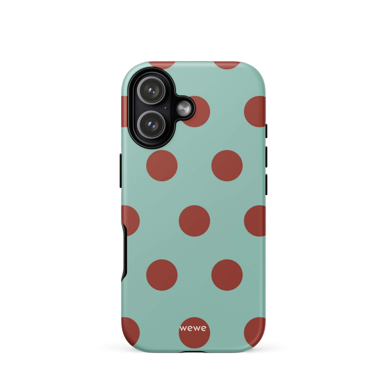 Custom mint green polka dot iphone case 17 retro playful design.