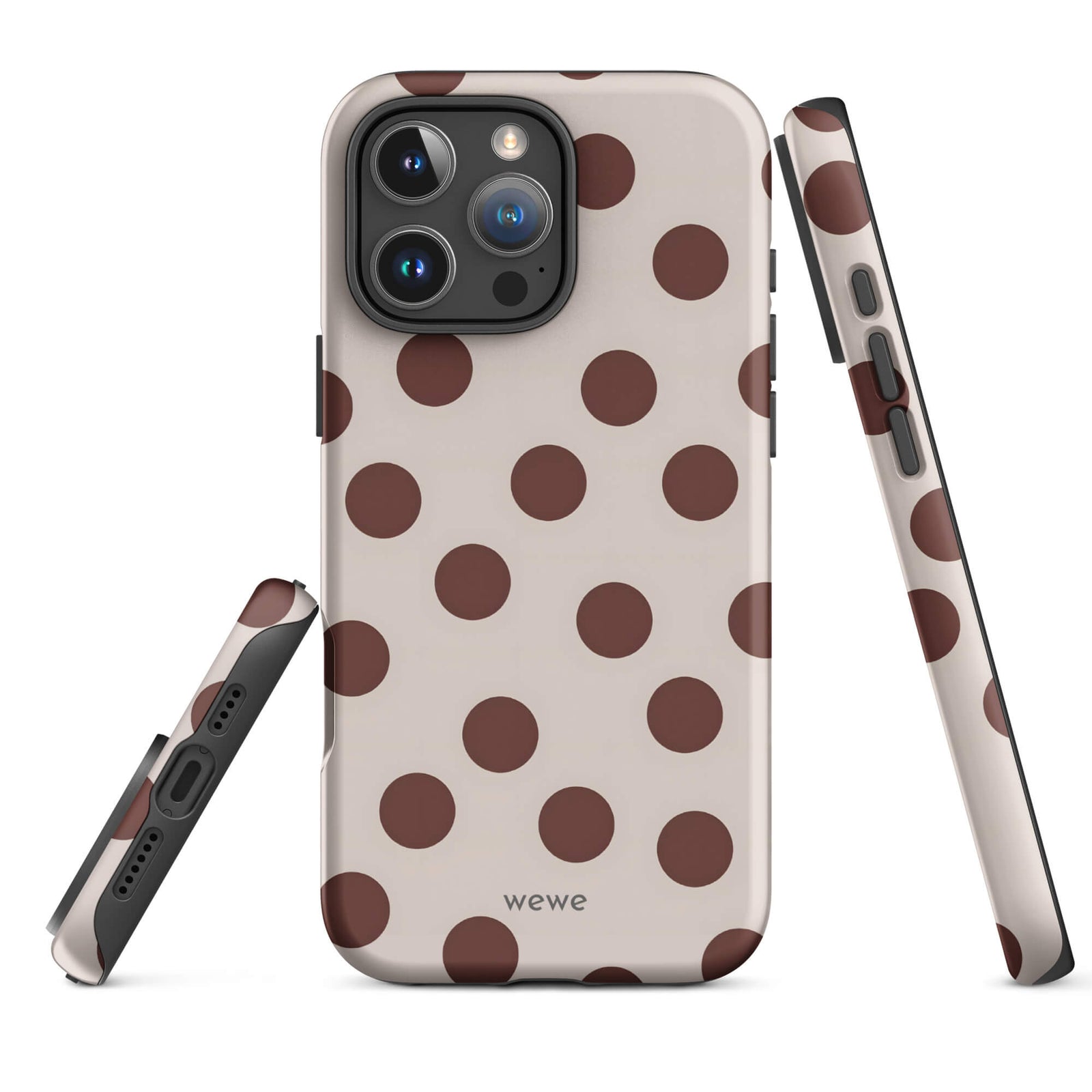 Custom bold brown polka dot iphone case 16 pro max warm and cozy design.