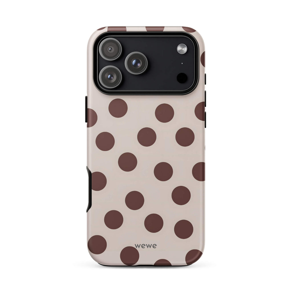 Custom bold brown polka dot iphone case 17 pro max warm and cozy design.