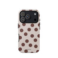 Custom bold brown polka dot iphone case 17 pro warm and cozy design.