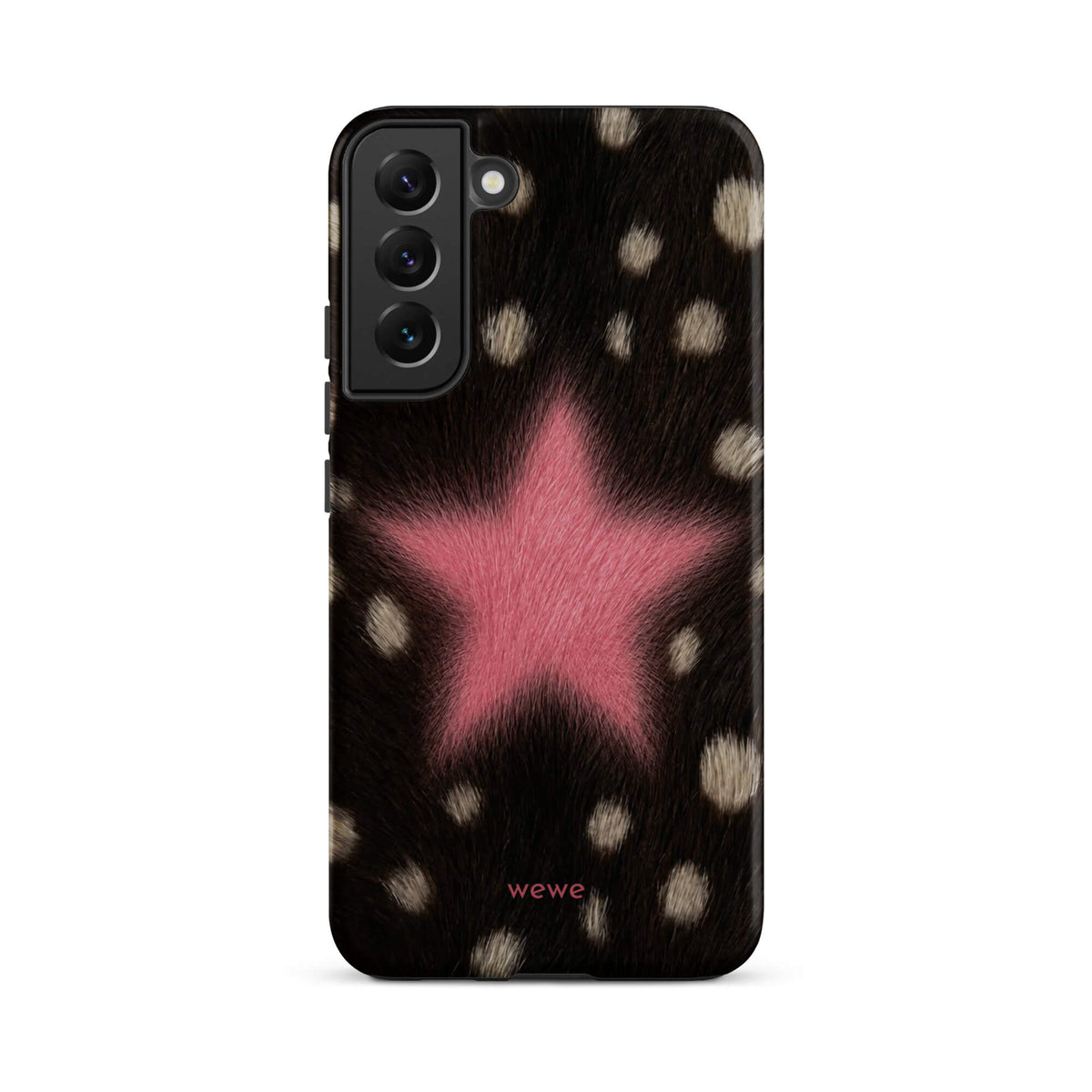 Pink Fuzzy Star Cow Print samsunng galaxy s22 plus Phone Case