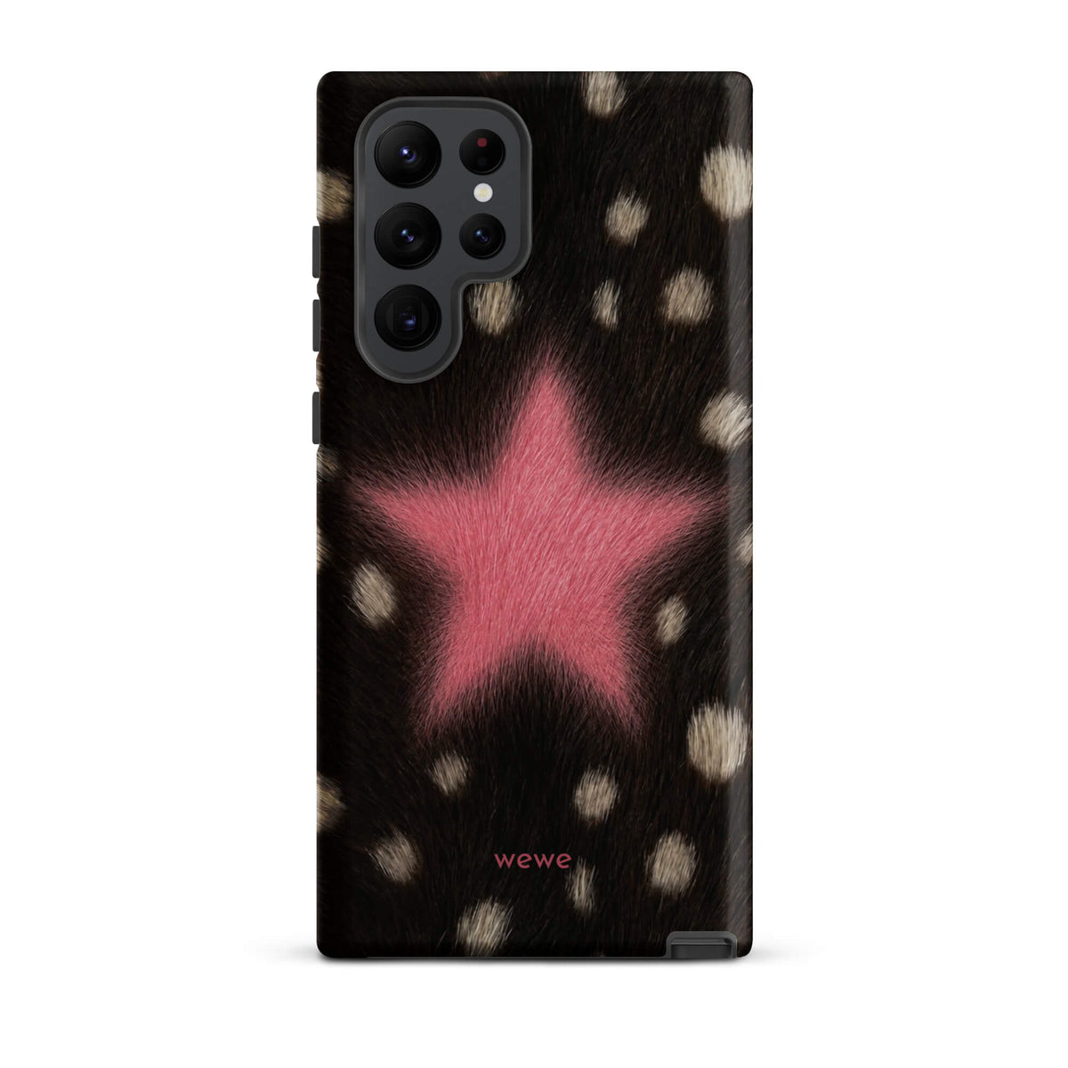 Pink Fuzzy Star Cow Print samsunng galaxy s22 ultra Phone Case