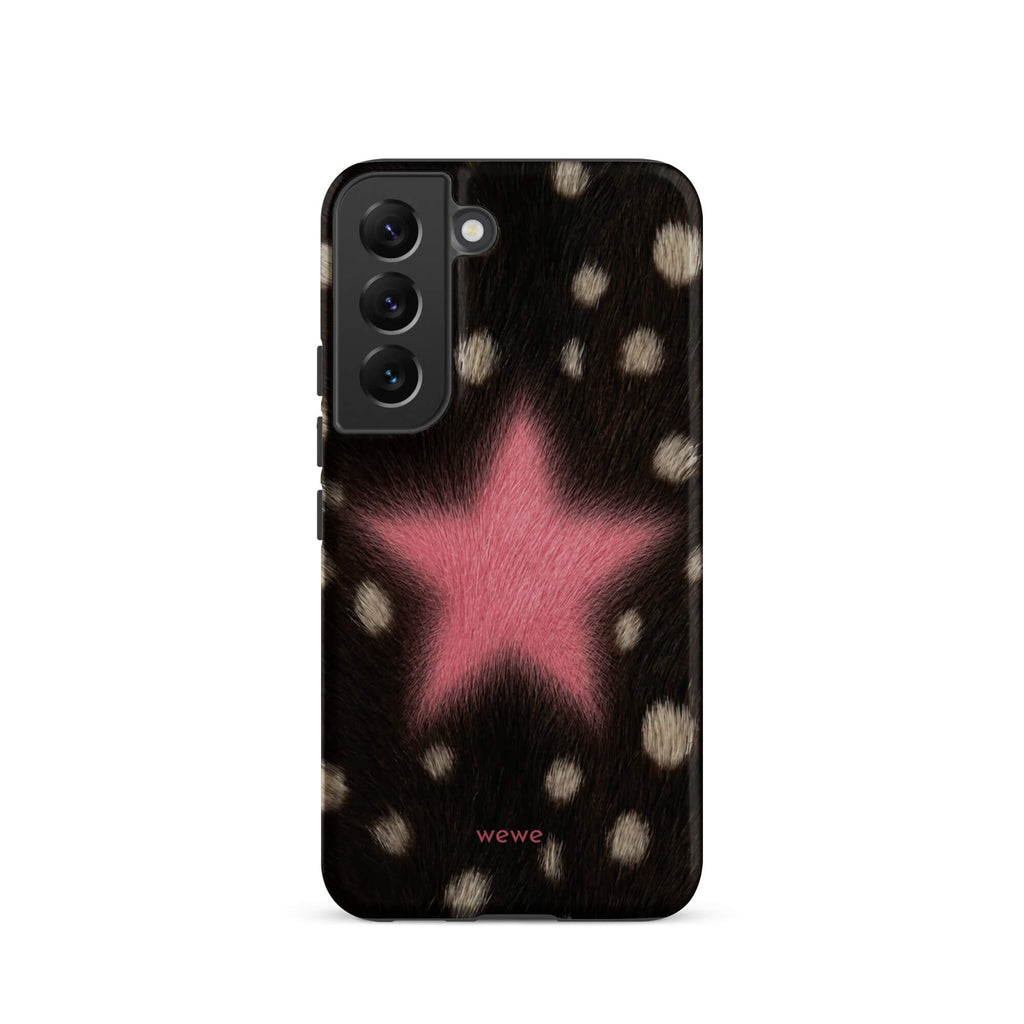 Pink Fuzzy Star Cow Print samsunng galaxy s22 Phone Case