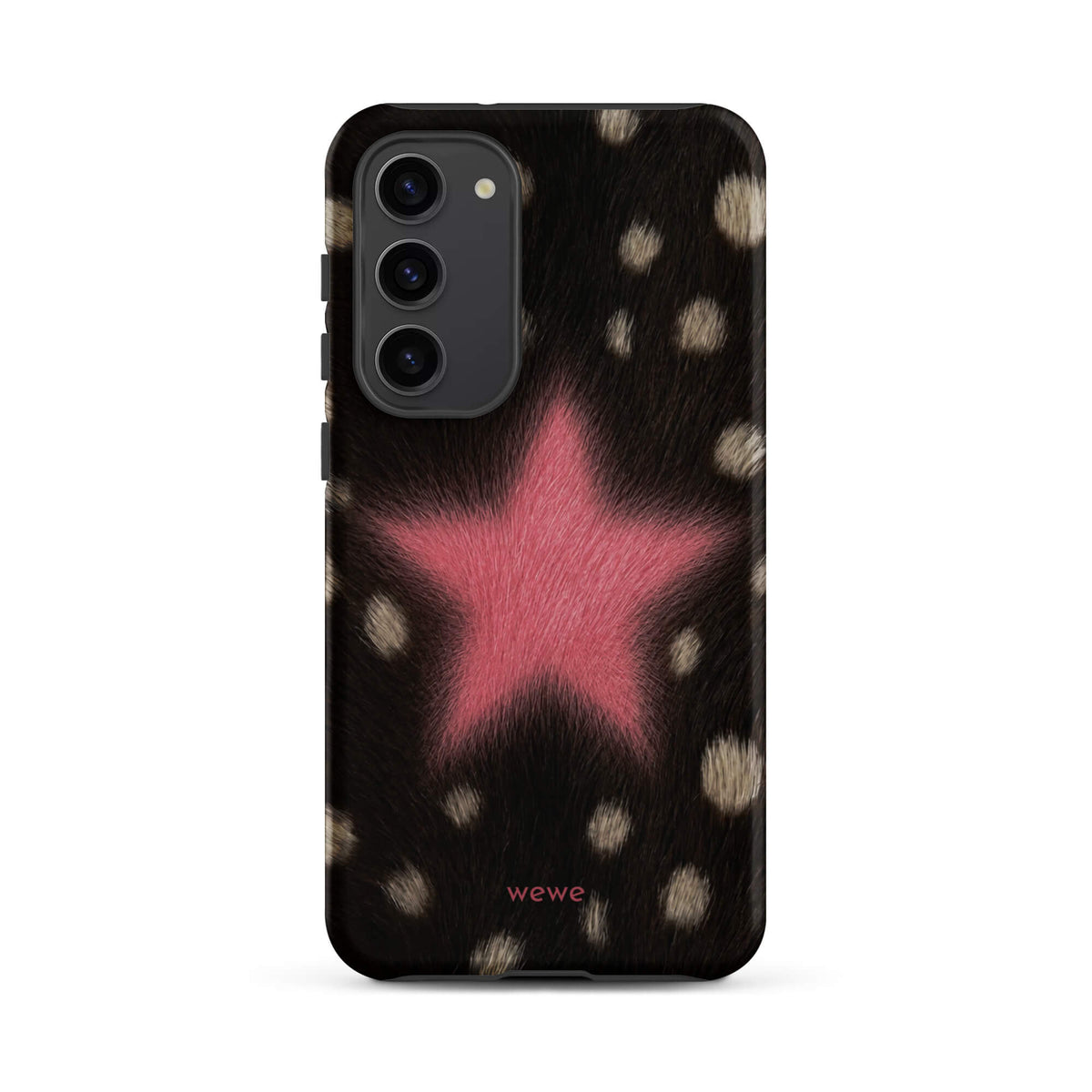 Pink Fuzzy Star Cow Print samsunng galaxy s23 plus Phone Case