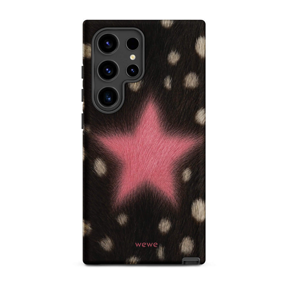 Pink Fuzzy Star Cow Print samsunng galaxy s25 ultra Phone Case