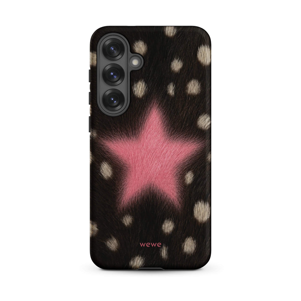 Pink Fuzzy Star Cow Print samsunng galaxy s25 plus Phone Case