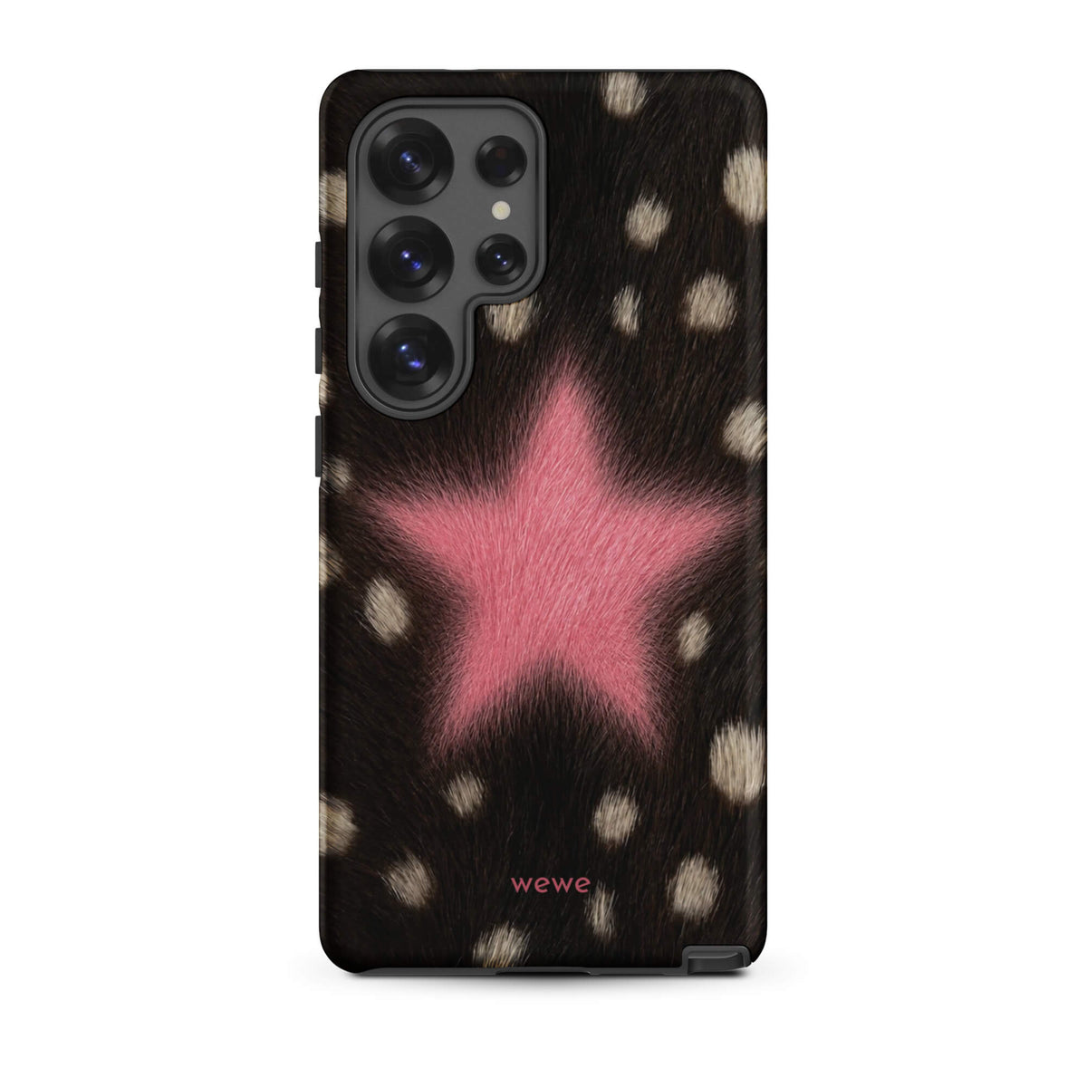 Pink Fuzzy Star Cow Print samsunng galaxy s25 ultra Phone Case