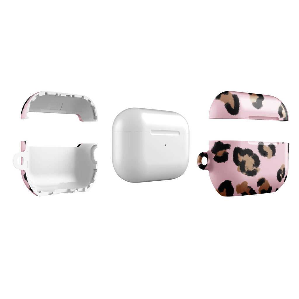 Custom pink leopard print airpods case pro gen2 slim protective.