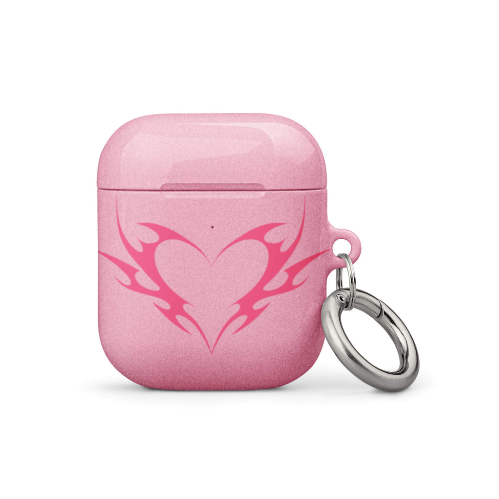 Custom pink heart airpods case gen1 soft romantic design.