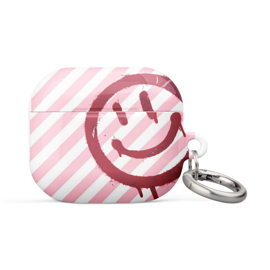 Custom airpods case Custom pink smiley face airpods case 3rd generation cute design.