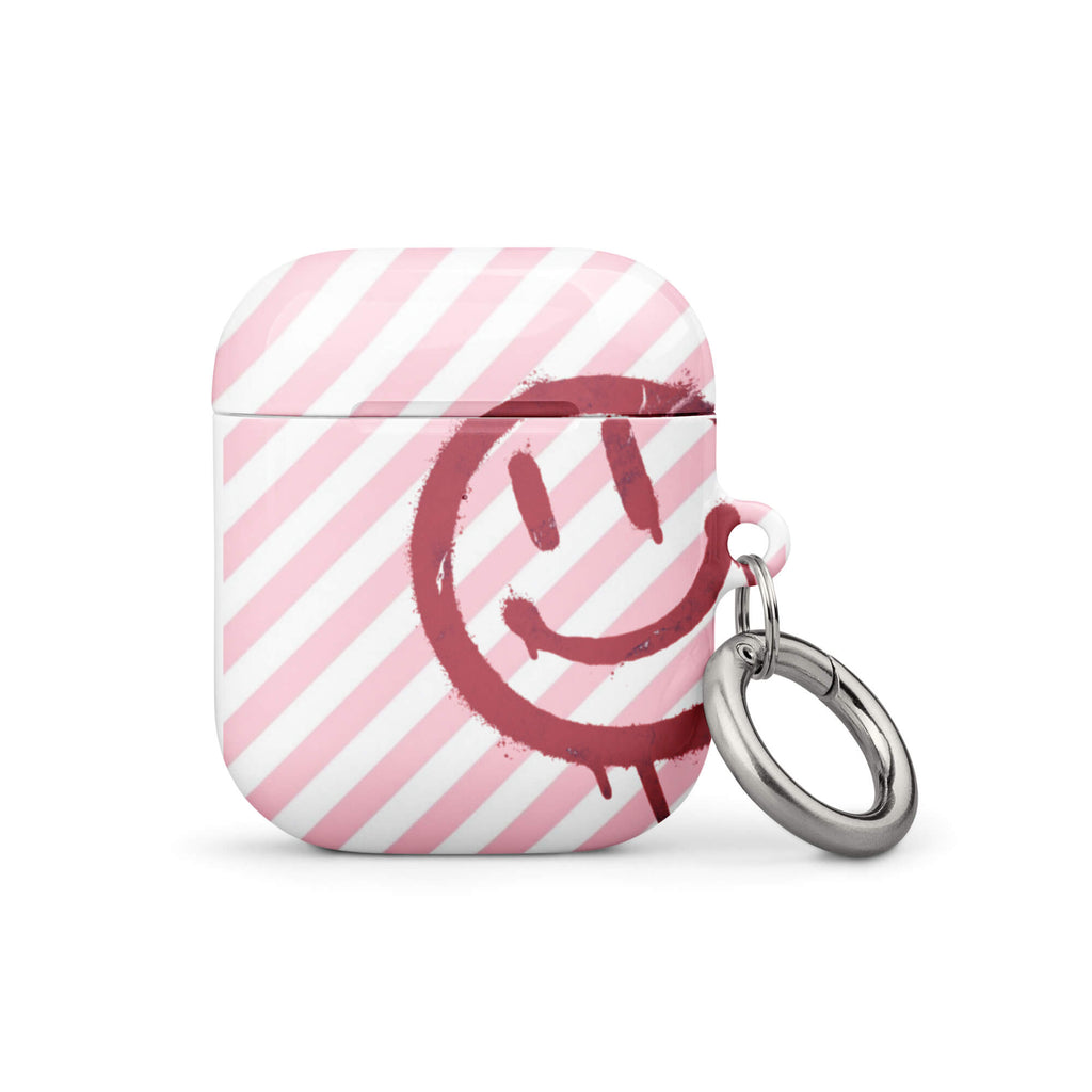 Custom airpods case Custom pink smiley face airpods case gen1 cute design.